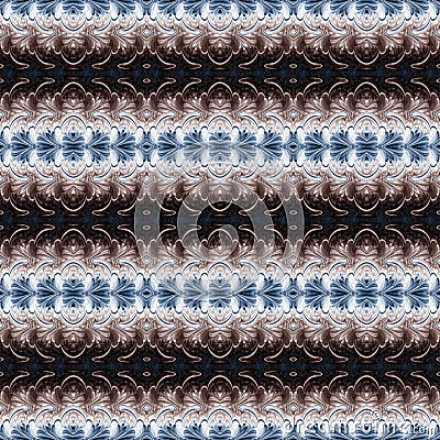 Dark indigo blue white bandanna style tye dye print pattern. Seamless ethnic silk home decor design with masculine Stock Photo