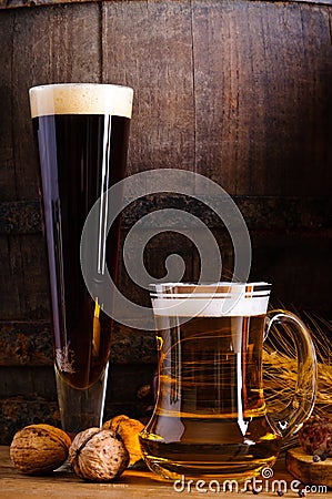 Dark and light beer Stock Photo