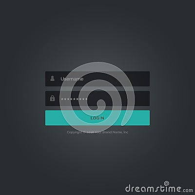 dark login form template design with username and password details Vector Illustration