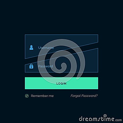 Dark login template ui design vector Vector Illustration