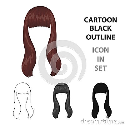 Dark long.Back hairstyle single icon in cartoon style vector symbol stock illustration web. Vector Illustration