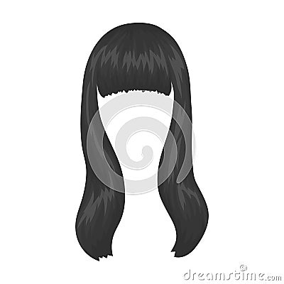 Dark long.Back hairstyle single icon in monochrome style vector symbol stock illustration web. Vector Illustration