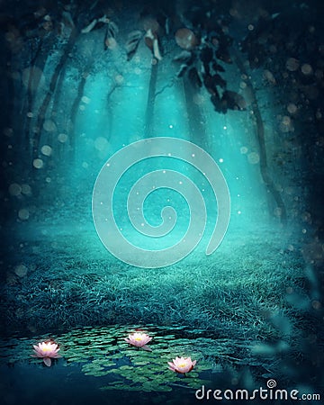 Dark magic forest Stock Photo