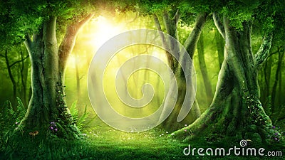 Dark magic forest Stock Photo