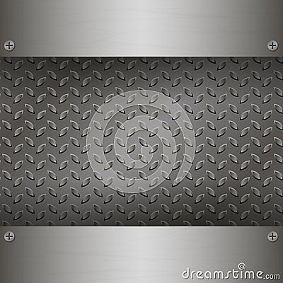 Dark Metal Background with plates and rivets. Vector Illustration