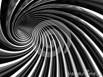 Dark Metallic Twist Spiral Tunnel Background Stock Photo