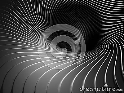 Dark Metallic Twist Spiral Tunnel Background Stock Photo