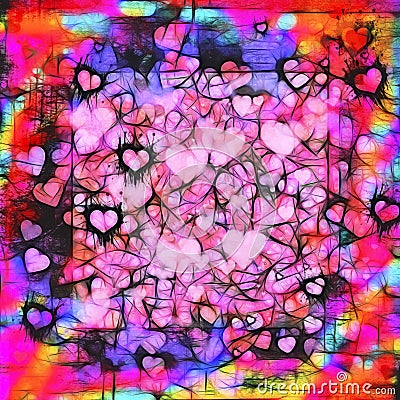 Dark moody grunge hearts abstract background Stock Photo
