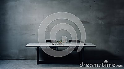 Editorial Style Dining Table Photography In Simple Brutalist Environment Stock Photo