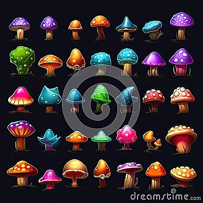 dark mushroom magic ai generated Cartoon Illustration