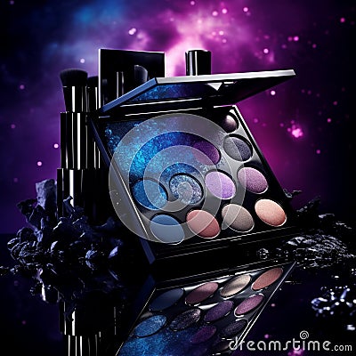 Dark and Mystical Makeup Palette - Midnight Aurora Stock Photo