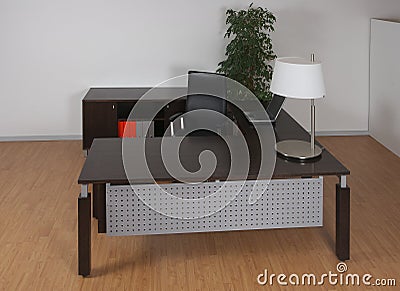 Dark office desk Stock Photo