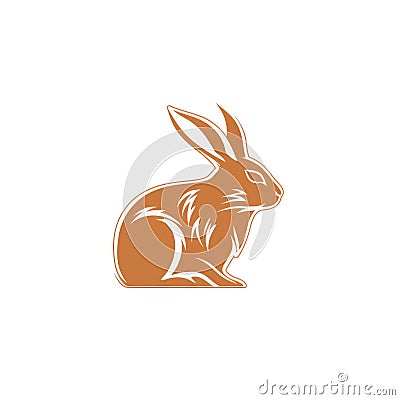 Dark Orange Rabbit Symbol Logo Design Template Cartoon Illustration