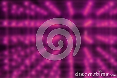 Dark pink blurred fantastic background with perspective, light bulbs diodes, cosmic glow, computer design, modern trend Stock Photo