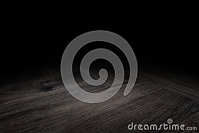 Dark Plank wood floor texture perspective background for display Stock Photo