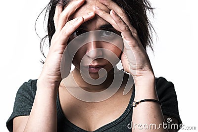 Dark portrait woman depress Stock Photo