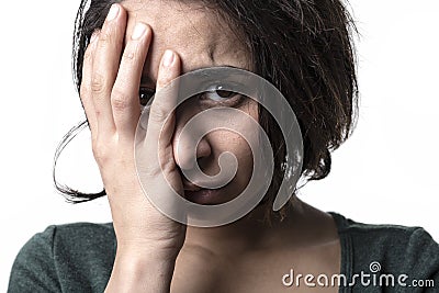 Dark portrait woman depress Stock Photo