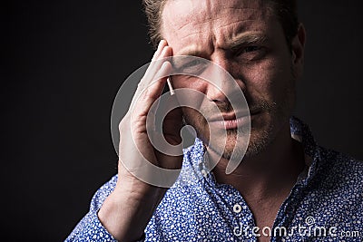 Dark portrait men depress Stock Photo