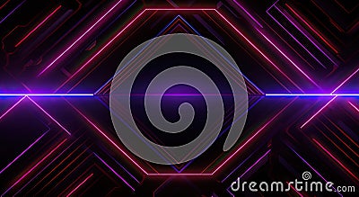 dark purple background for gaming with a neon glow, stripes and shapes Stock Photo