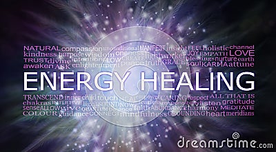 Ethereal Energy Healing Word Cloud Banner Stock Photo