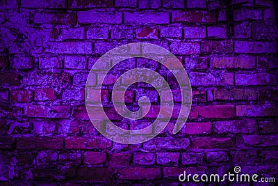 Dark purple old brick wall backdrop Stock Photo