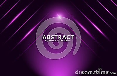 Dark purple Realistic Geometric background. Neon light effect vector. Modern futuristic design template Vector Illustration