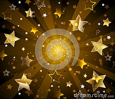 Dark radiant background with golden stars Vector Illustration