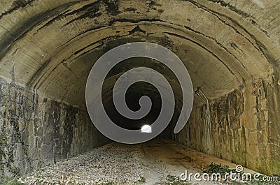 Dark railway abandoned Tunnel Stock Photo