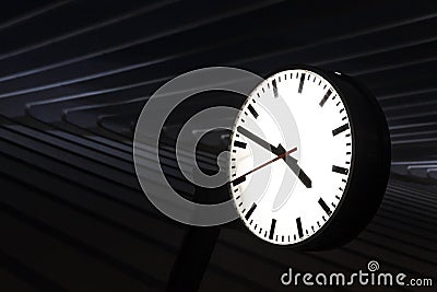 Dark railway station clock Editorial Stock Photo