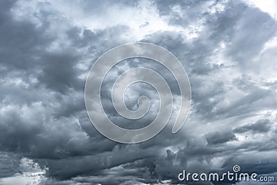 Dark rainy cloudy sky. Stock Photo