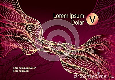 Dark Red Abstract Background with Wave or Smoke or folds Vector Illustration