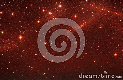 Dark red brown shiny abstract background with outer space. Twinkling star glow effect background. Stock Photo