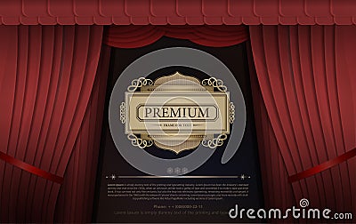 Dark red curtain scene gracefully. Cover with vertical motion bl Vector Illustration