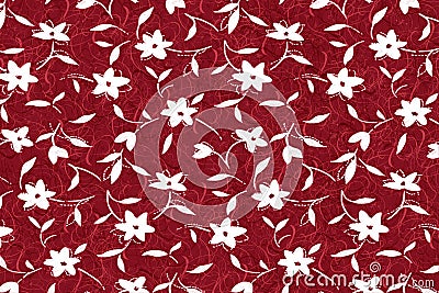 Red color With White Flower background Stock Photo