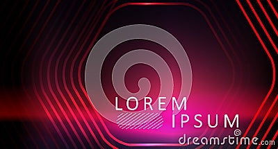 Dark red gradient design, thin light lines, rounded polygon, frame Vector Illustration