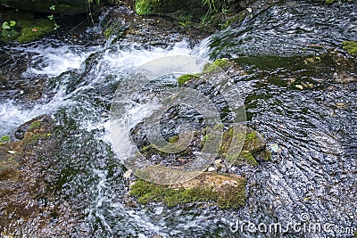 Dark river beds and rapids Stock Photo