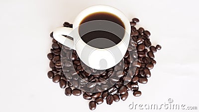 Dark Roast Coffee and Beans Stock Photo