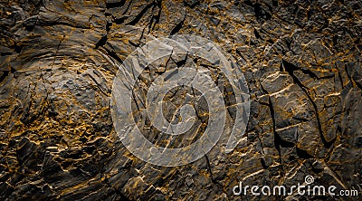 Dark rocks background - black rock stone texture Stock Photo