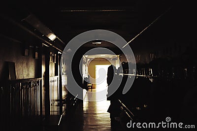 Dark and scary hallway Editorial Stock Photo