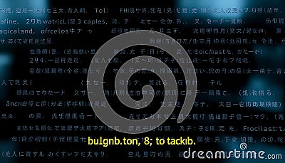 Dark screen cryptic text code hacker programming data matrix style binary language cyber. Stock Photo, Generative AI Stock Photo