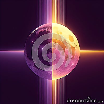 Dark side of the moon,purple background. Stock Photo