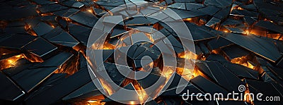 Dark Silver, Black and Amber Technological Wallpaper GenerativeAI Stock Photo