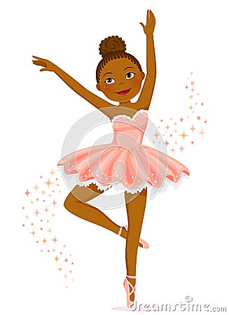 Dark skinned ballerina Vector Illustration