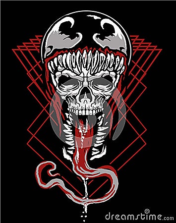 Dark skull symbiote tshirt design Stock Photo