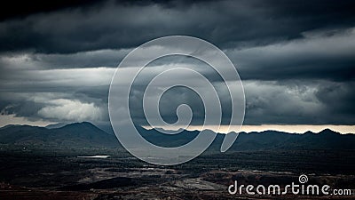 Dark Sky and cloud. Rain coming on Mountain. Stock Photo