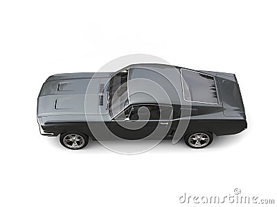 Dark slate gray American vintage muscle car - top down side view Stock Photo