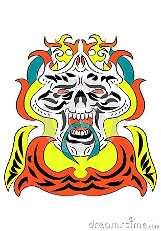 dark soul devil laughing ornament tattoo Cartoon Illustration