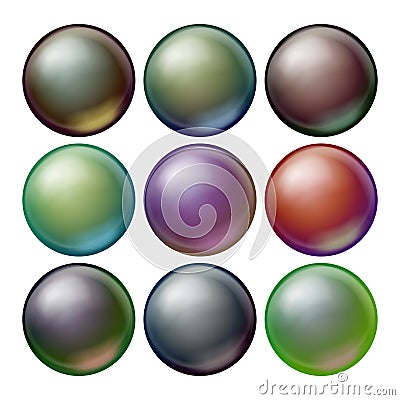 Dark Sphere Set Vector. Opaque Spheres With Shadows. Abstract Dark Ellipse, Ball, Bubble, Button, Badge. Isolated Vector Illustration