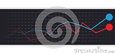 Dark statistics chart with two tendency rising, Vector illustration Vector Illustration