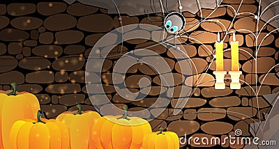 Dark stone dungeon. Halloween background. Vector Illustration